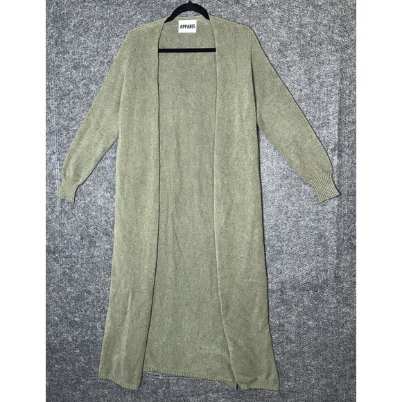 APPARIS Long Duster Cardigan Sweater Olive Green Maxi Split Sides Made in Italy - Picture 5 of 10